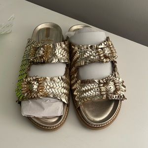 NWT & box Sam Edelman Oaklyn sandals gold leather 8.5